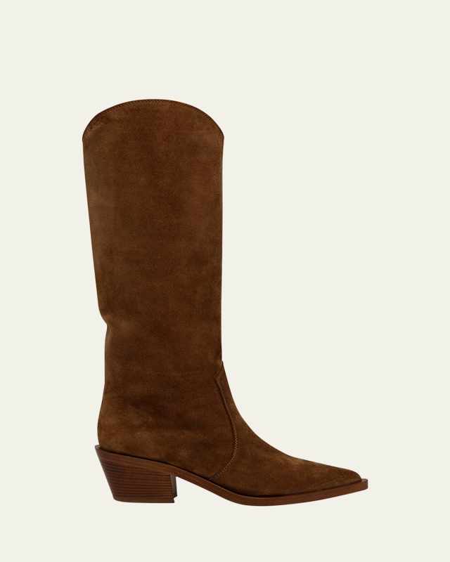 Suede Tall Western Boots